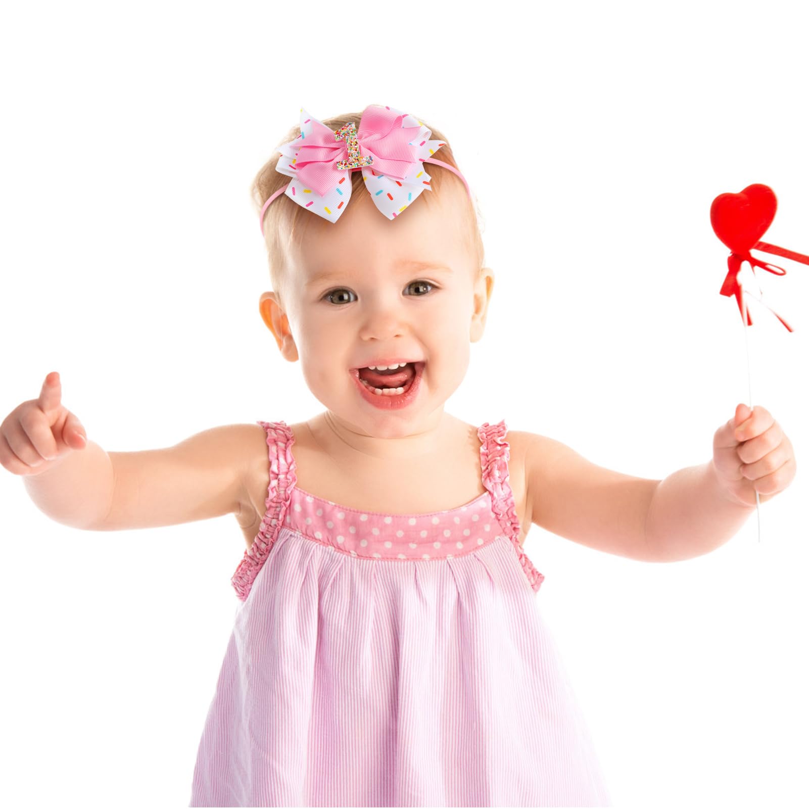 Fancheer ready-to-use bow set enhances birthday sprinkle decorations.