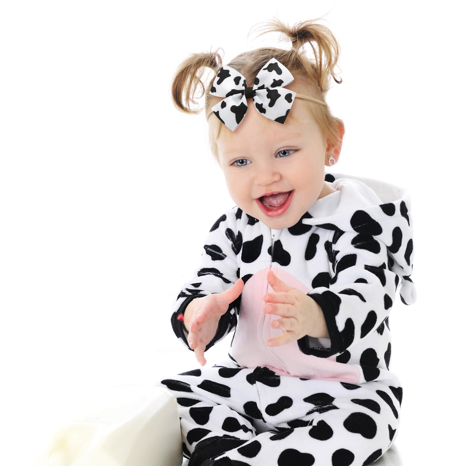 Fancheer cowgirl bow headband on toddler during birthday party shoot