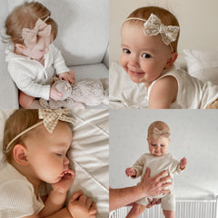 Fancy Clouds embroidery and printing details on bows provide unique, skin-friendly textures.