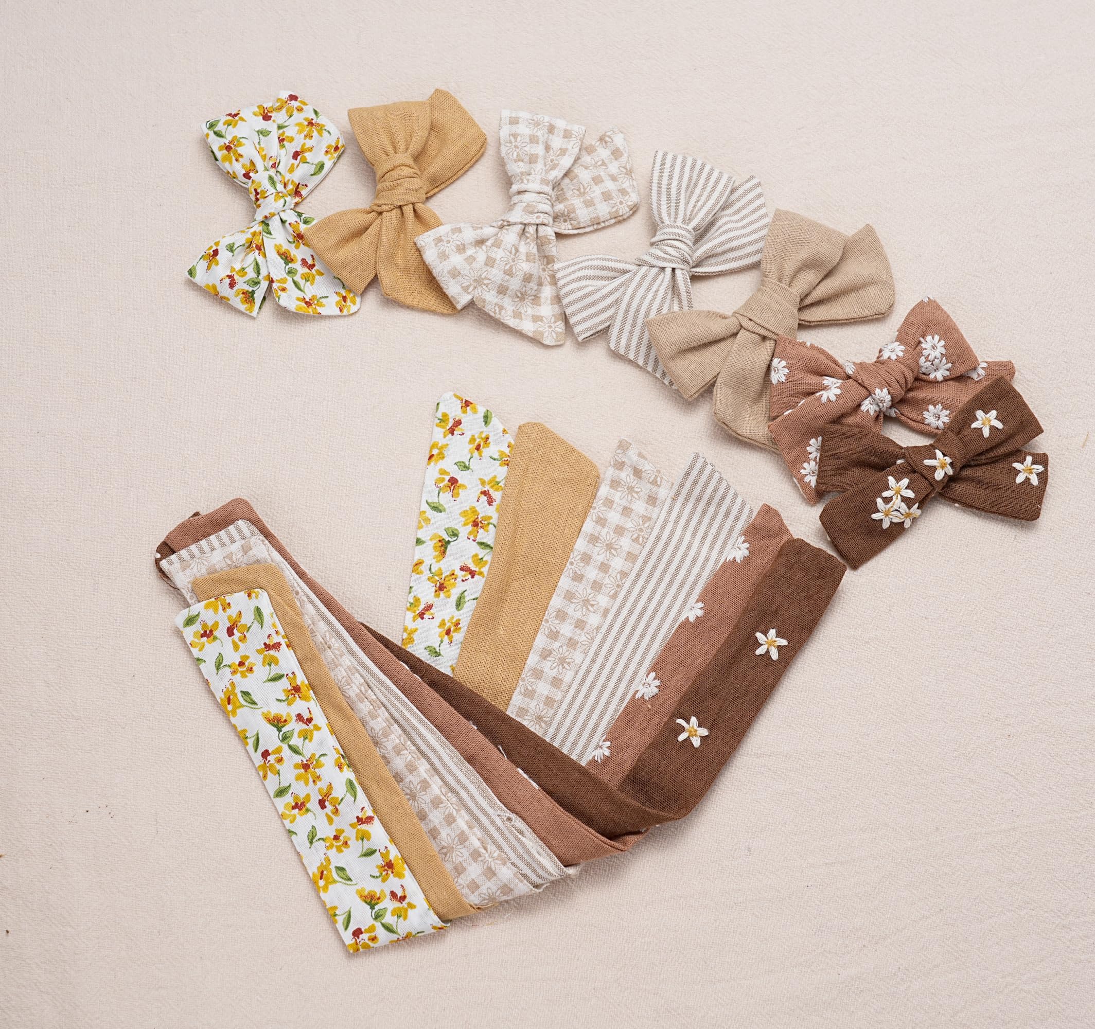 Fancy Clouds cotton and linen fabric bows showcase delicate craftsmanship and soft texture.