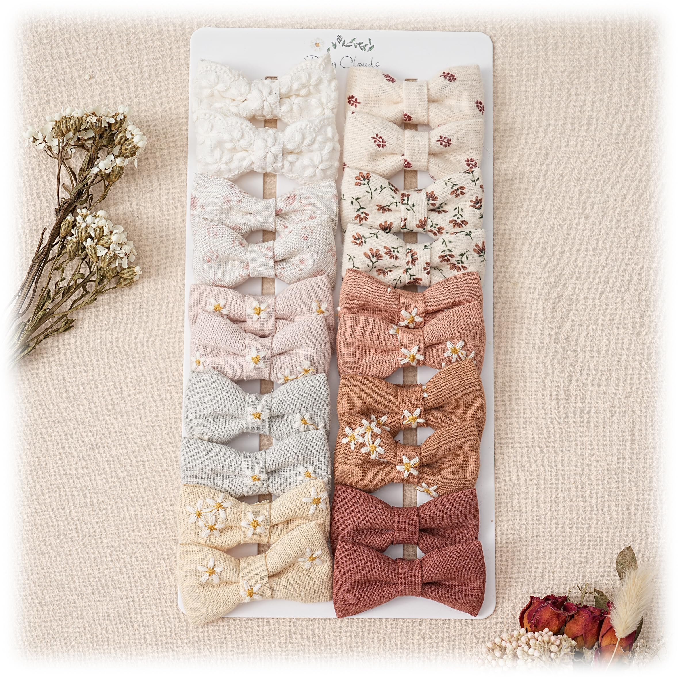 Fancy Clouds baby hair clips with handmade wrapping present a gift-ready look.