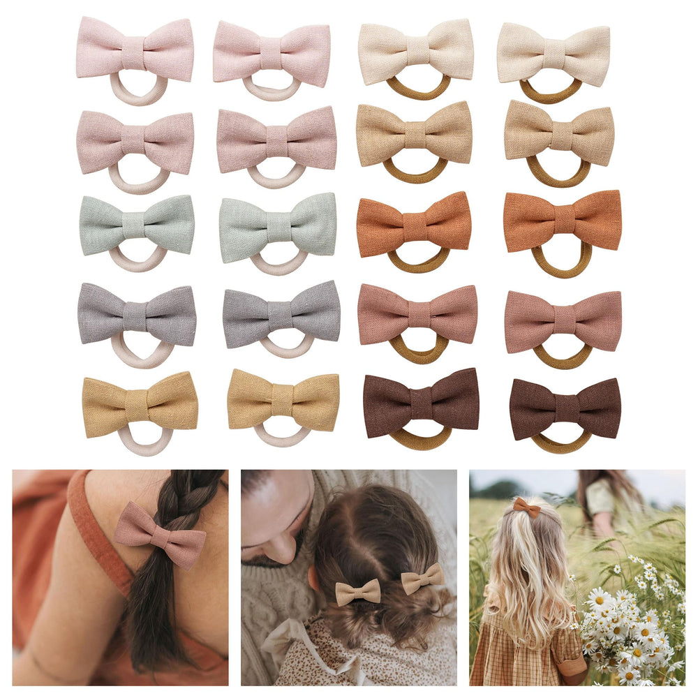 Fancy Clouds 20-piece baby hair ties set with linen bows for everyday styling.