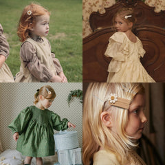 Fancy Clouds handmade hair accessory with floral patterns perfect for school outfits.