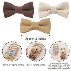 Fancy Clouds handmade linen bows pack displayed for newborns and toddlers
