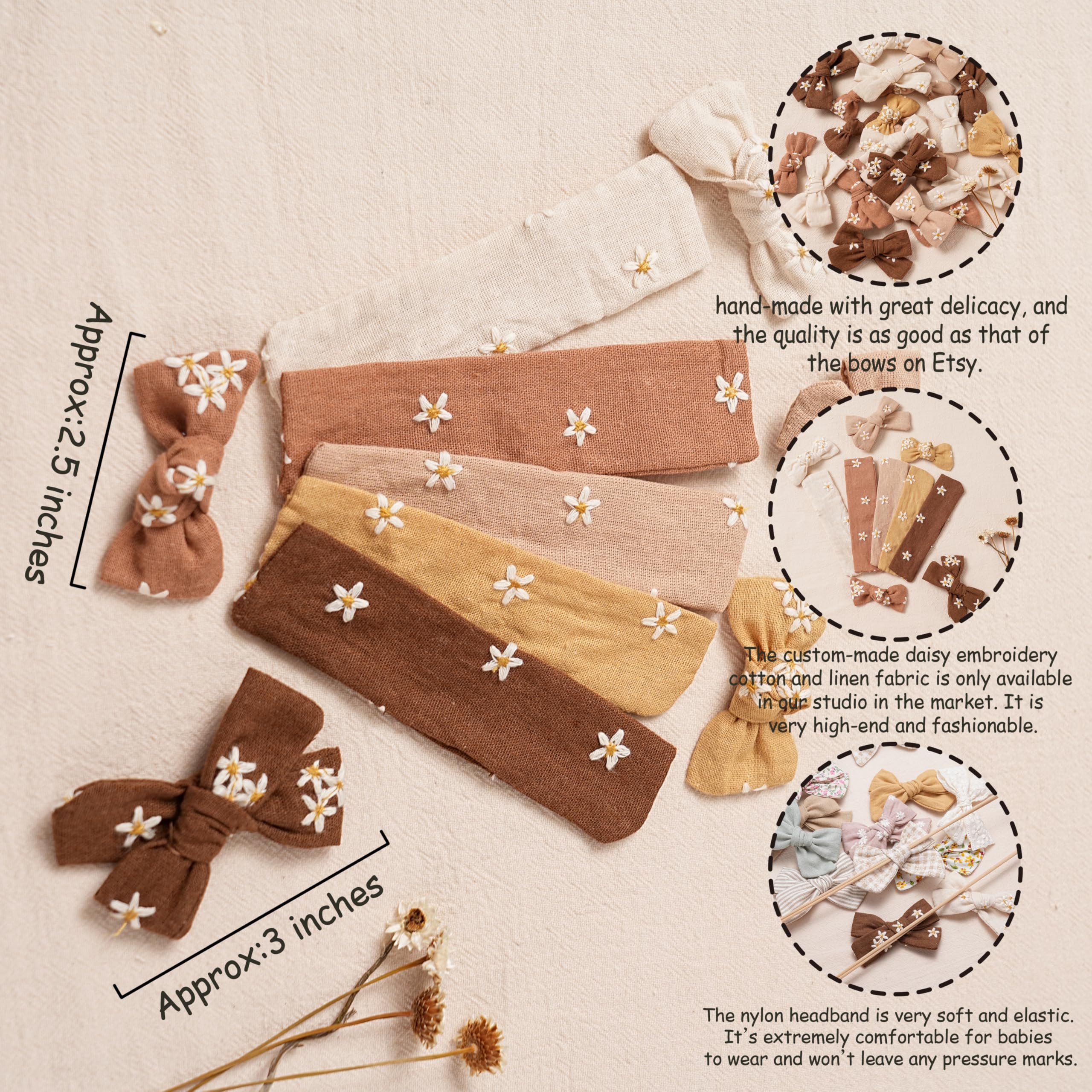 Fancy Clouds nylon headbands with soft stretch for gentle, growing fit.