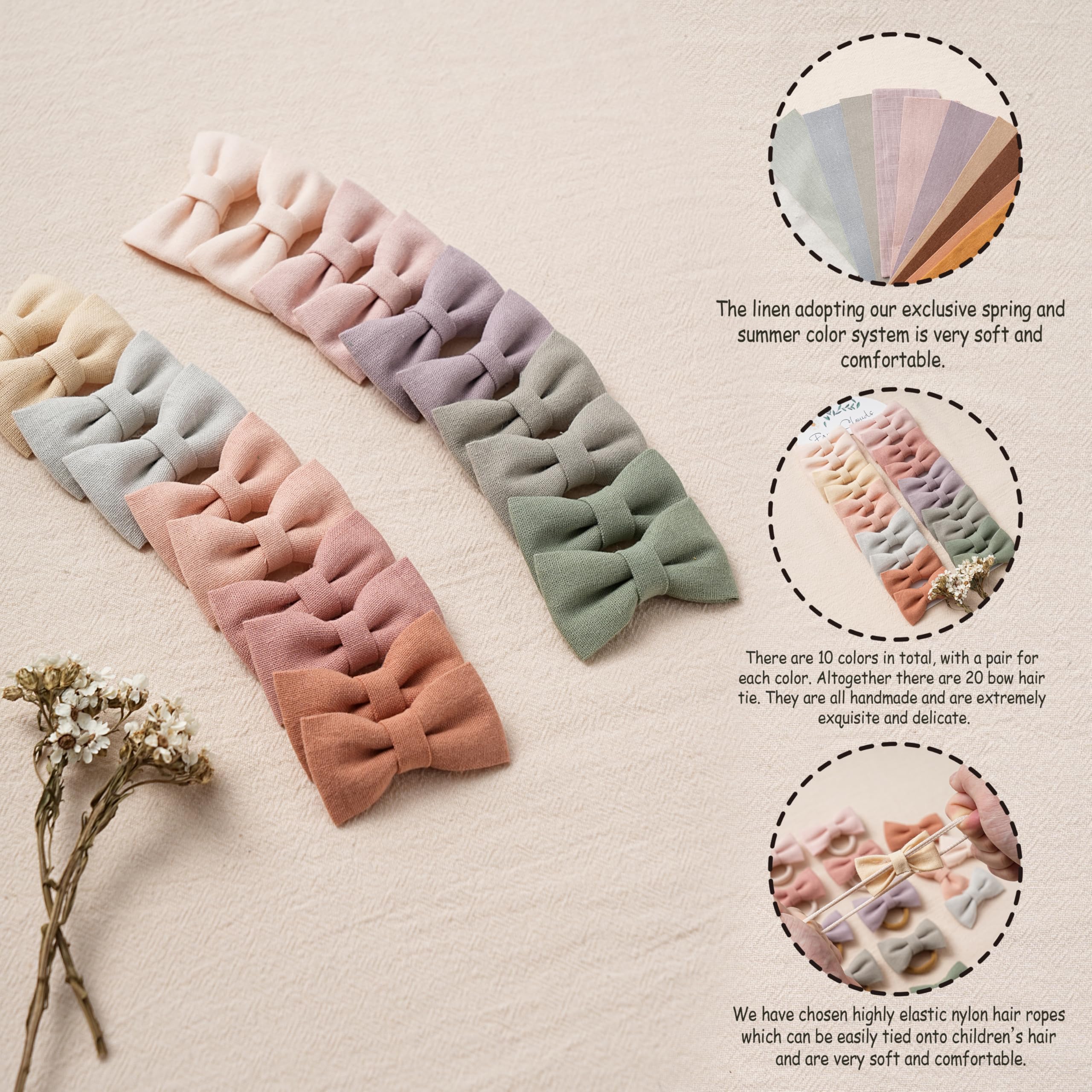 Fancy Clouds multi-color hair ties pack, versatile colors for outfits