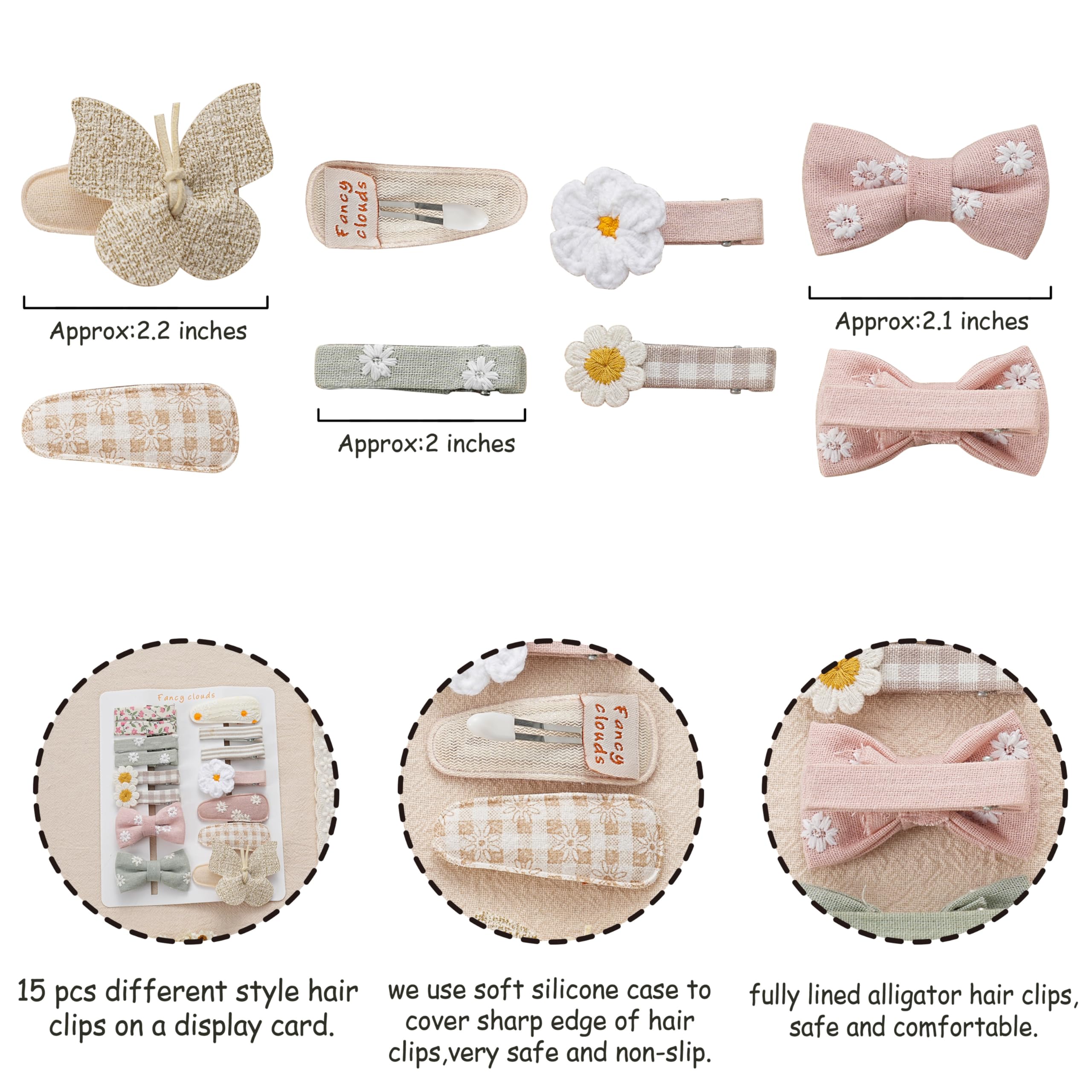 Fancy Clouds white embroidery daisy accent enhances gentle, playful hair styling.