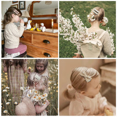 Fancy Clouds white embroidery daisy clip adds soft detail to hairstyles.