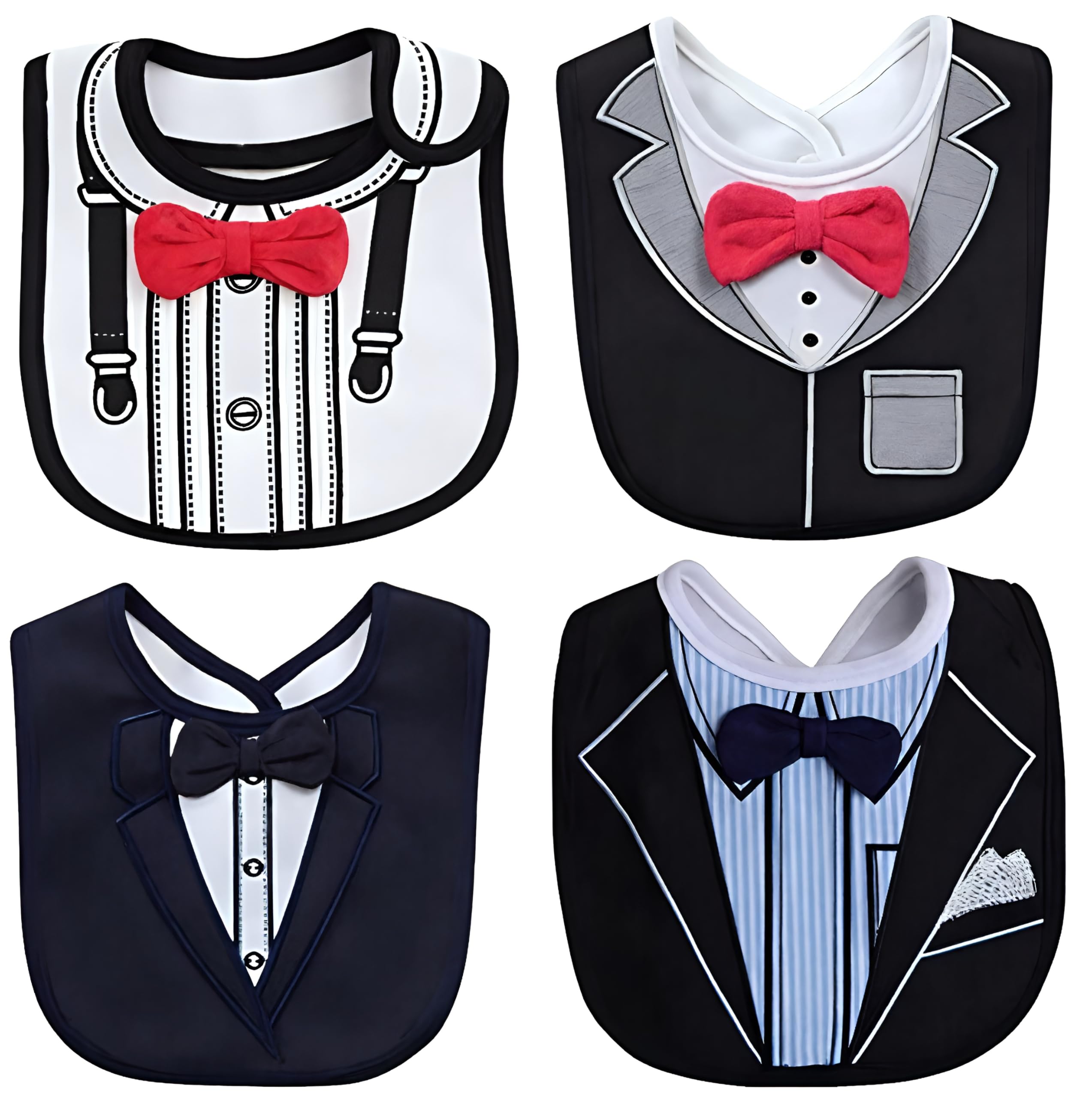 FancyBibs bow-tie bib closeup—stylish design and drool protection.