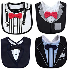 FancyBibs bow-tie bib closeup—stylish design and drool protection.