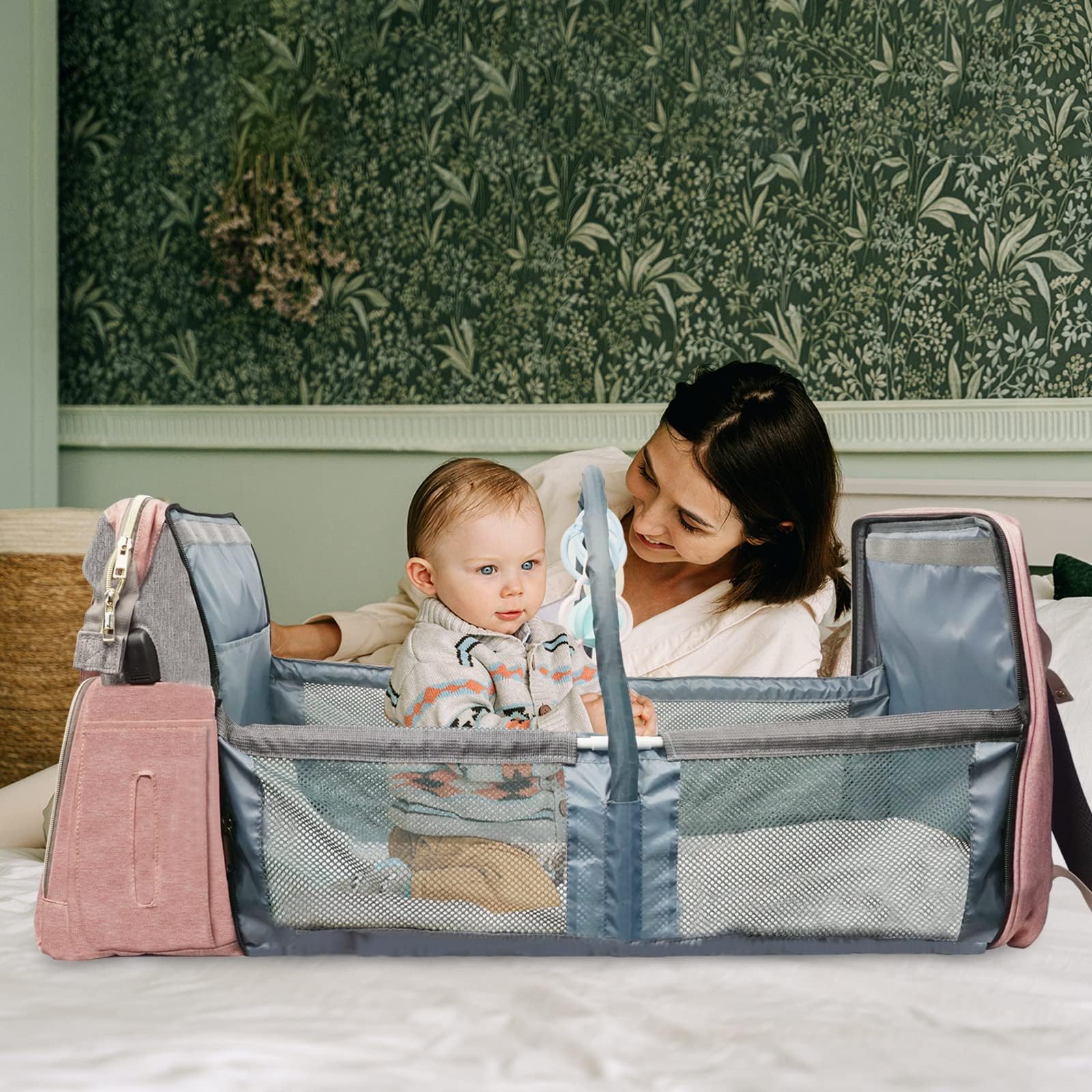 Fandiar diaper bag 13-pocket storage keeps items neatly organized during outings.