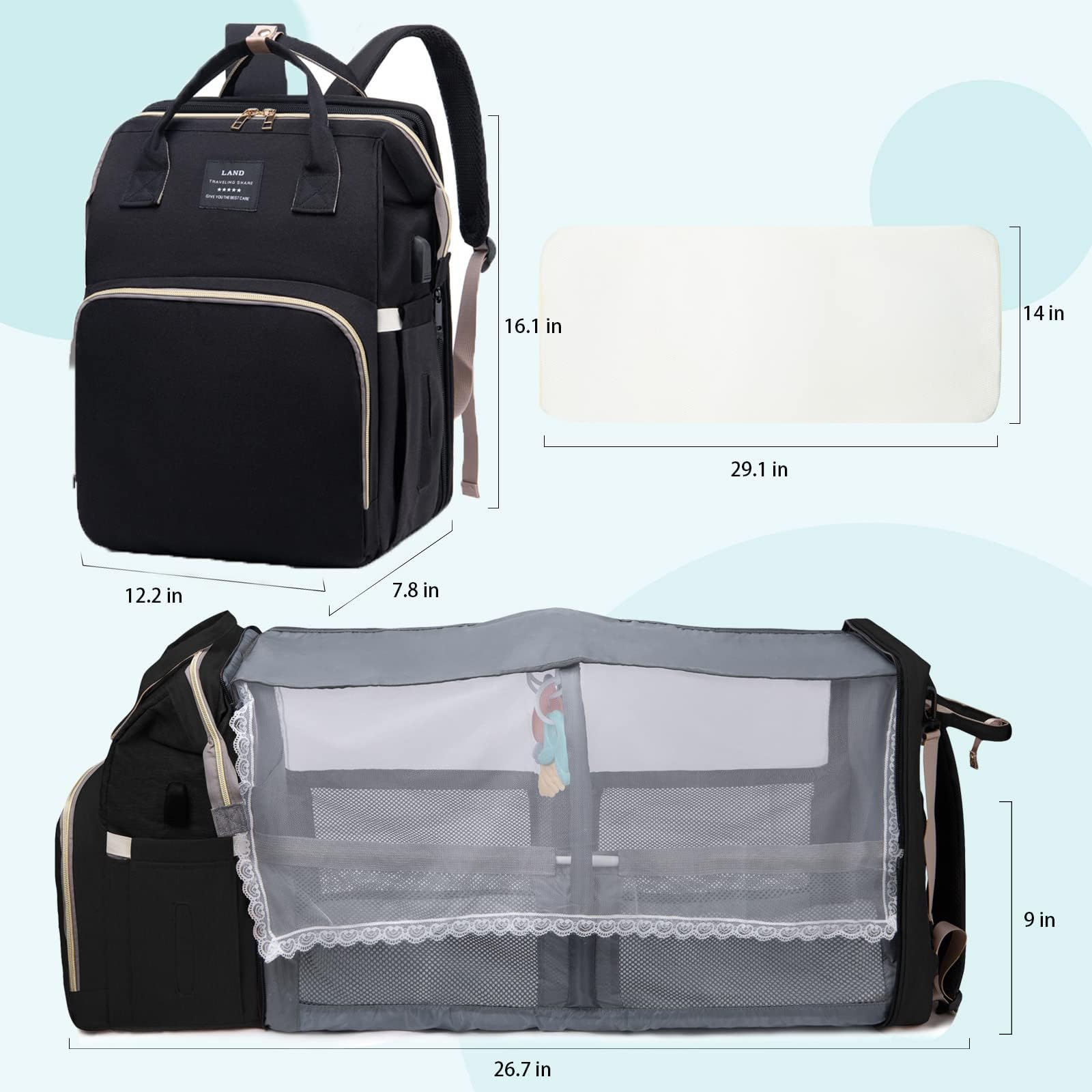 Fandiar diaper bag packing list and accessories included for travel