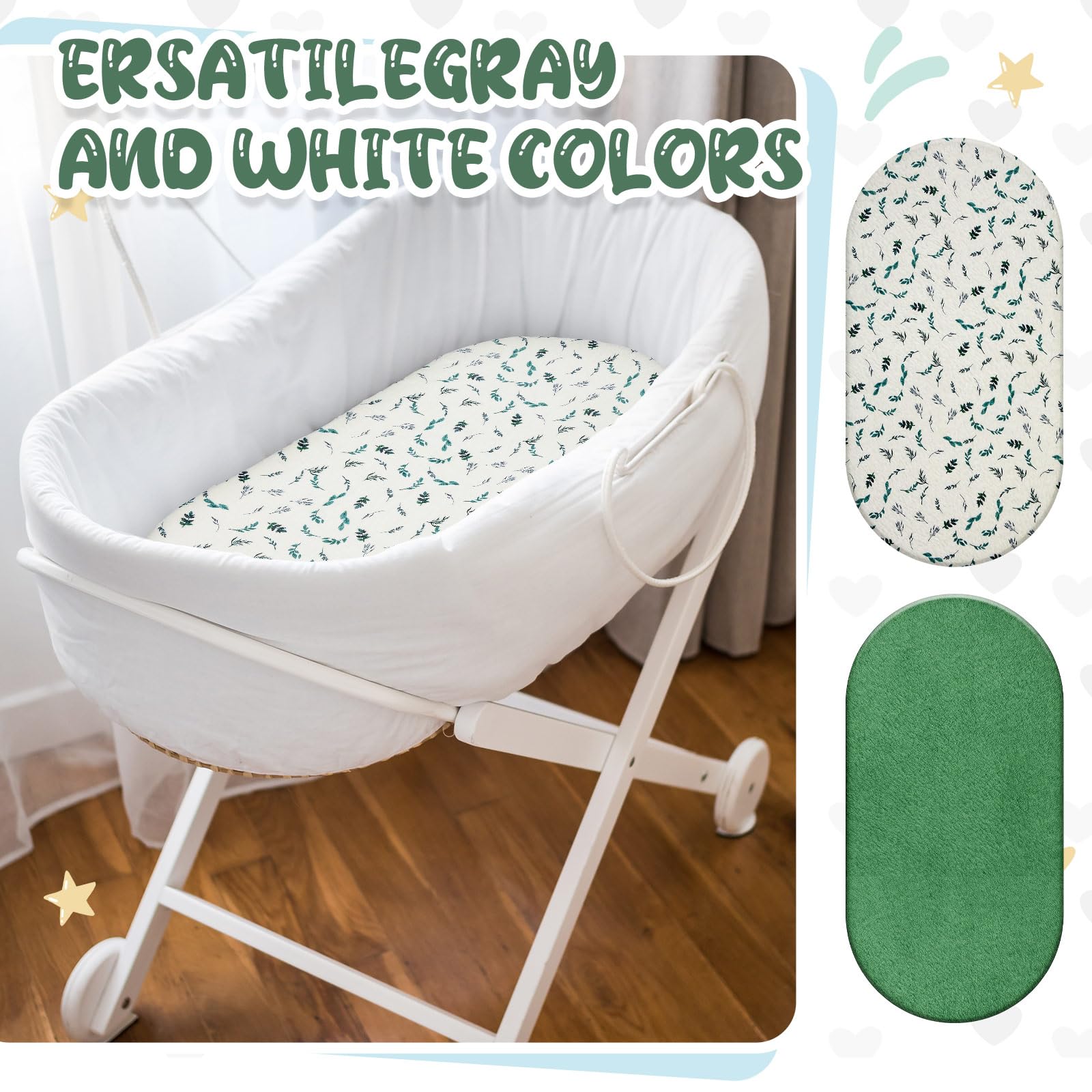 Fanfanwin bassinet sheet setup on oval bassinet demonstrates easy installation