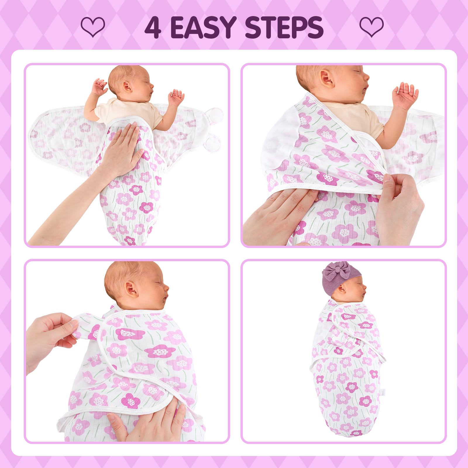 Fanfanwin preemie swaddle bunny ears design with matching hat