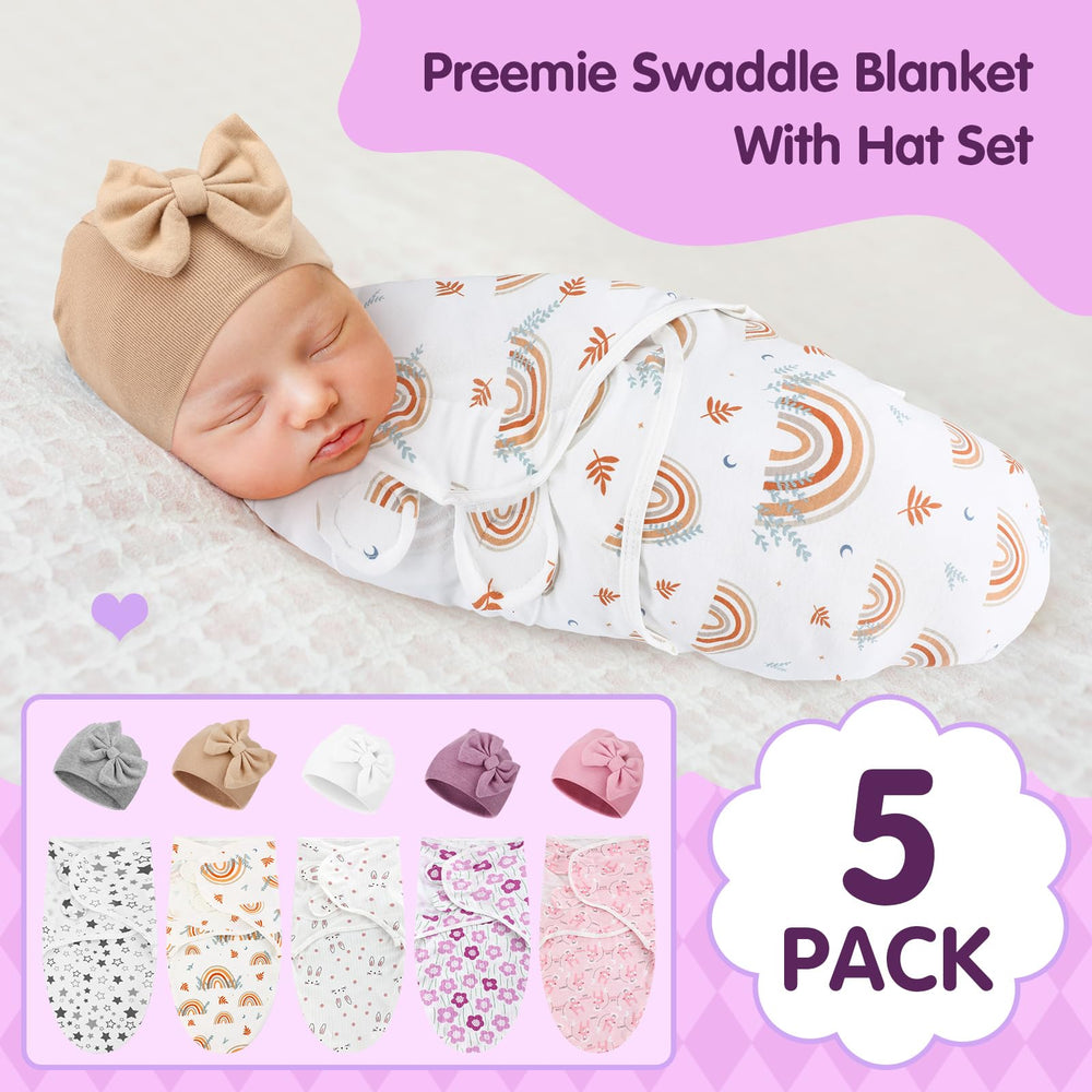 Fanfanwin preemie swaddle leaves pattern offering breathable skin-friendly wrap