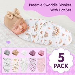 Fanfanwin preemie swaddle leaves pattern offering breathable skin-friendly wrap