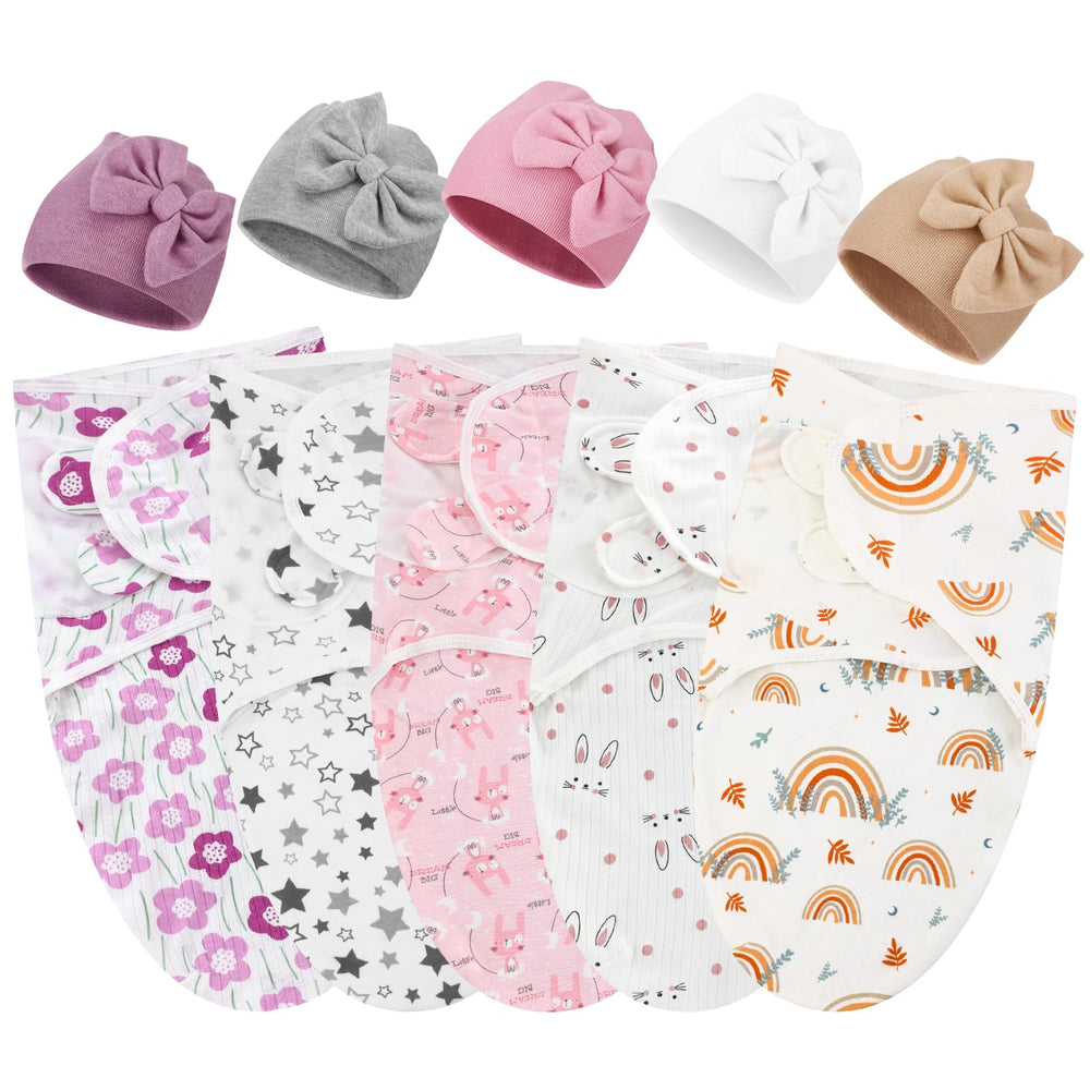 Fanfanwin preemie swaddle with mini rabbits pattern for cozy, secure wrapping