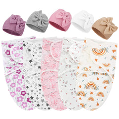 Fanfanwin preemie swaddle with mini rabbits pattern for cozy, secure wrapping