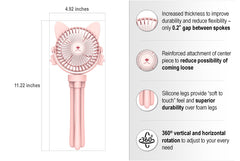 FANimal pink clip-on stroller fan attached securely to a stroller.