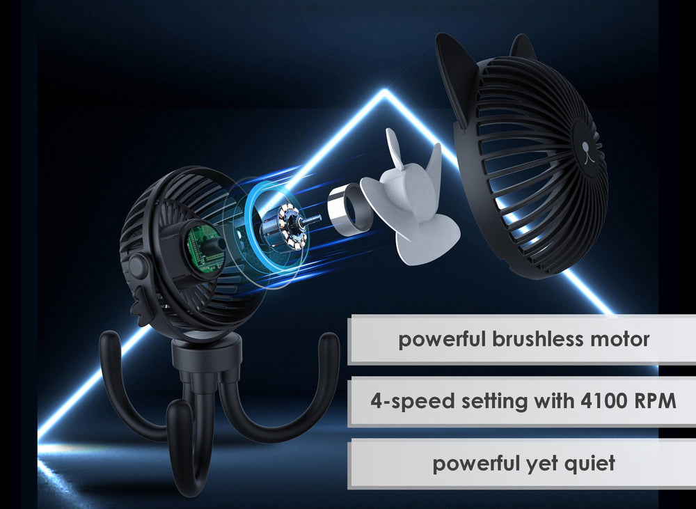 FANimal 3000mAh battery powers long-lasting, quiet cooling sessions.