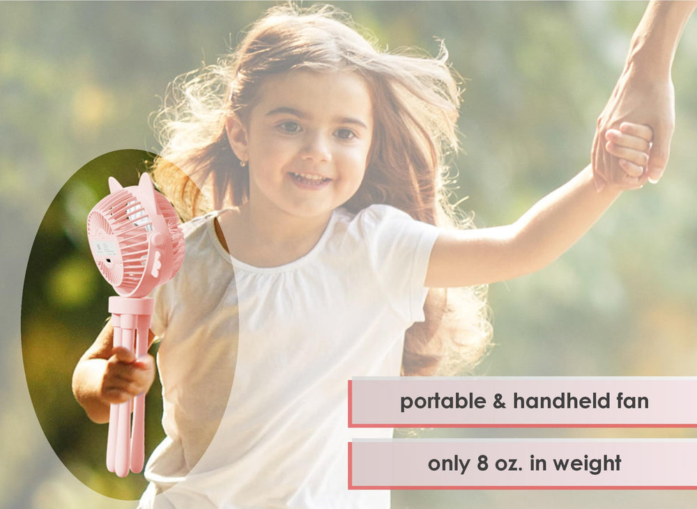 FANimal stroller fan with 360-degree rotation for flexible airflow direction.