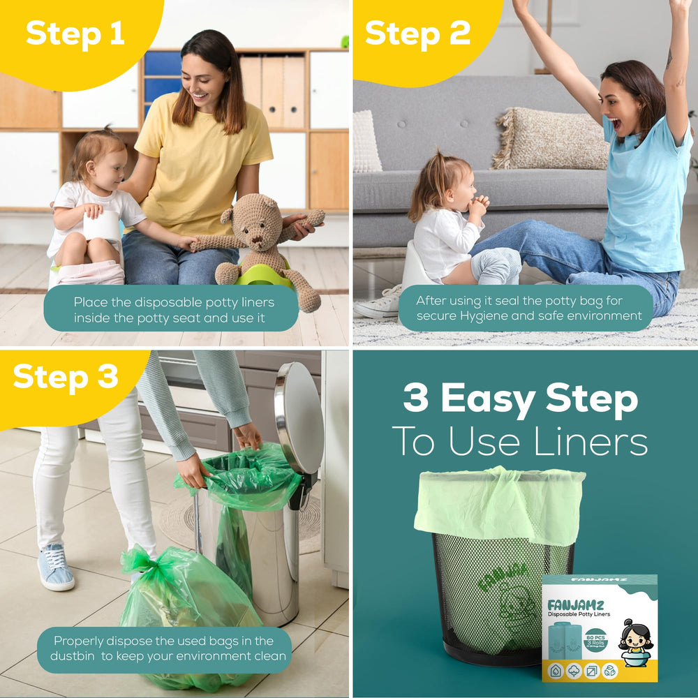 Fanjamz travel-friendly potty liners in portable setup