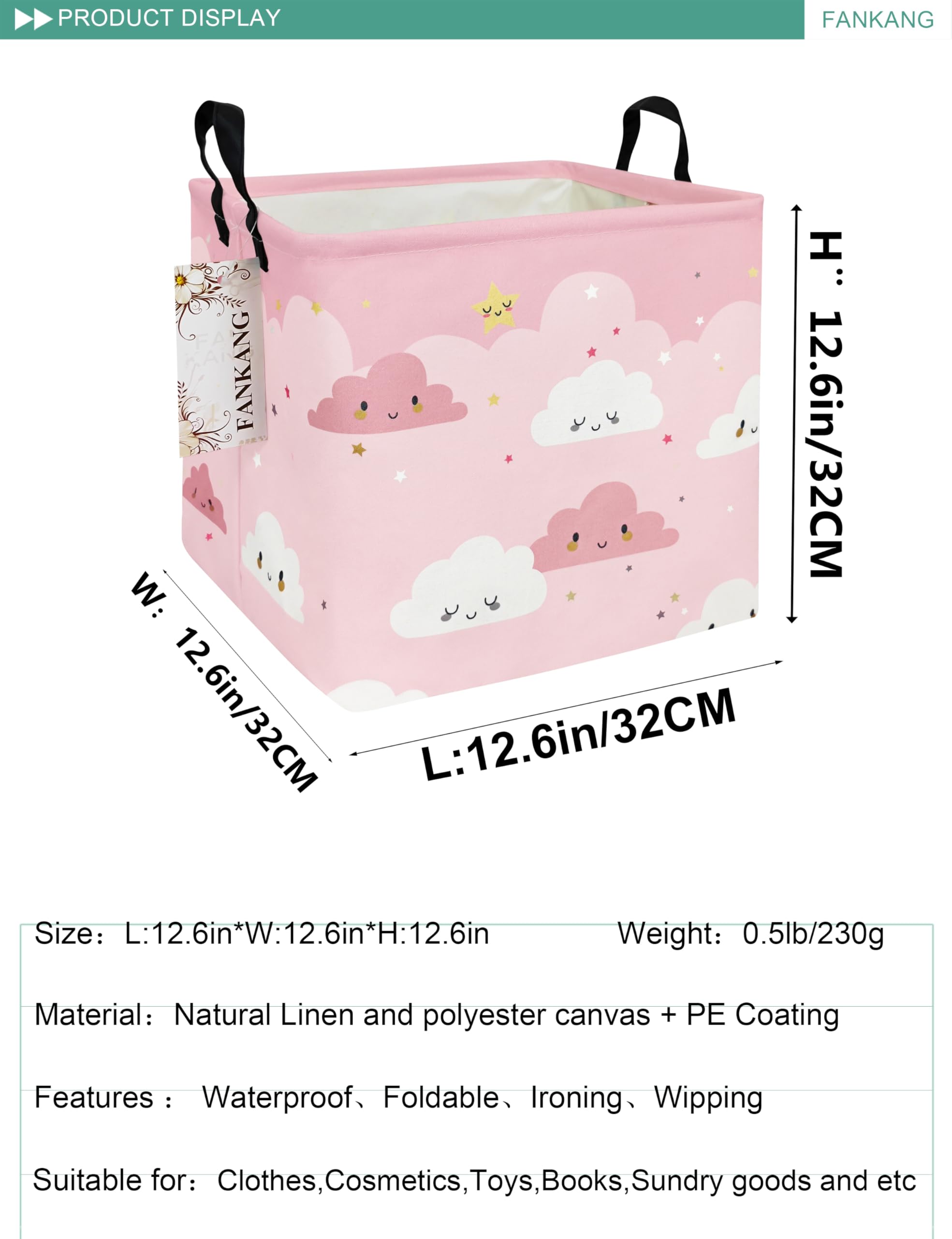 FANKANG canvas laundry basket folded flat for compact storage