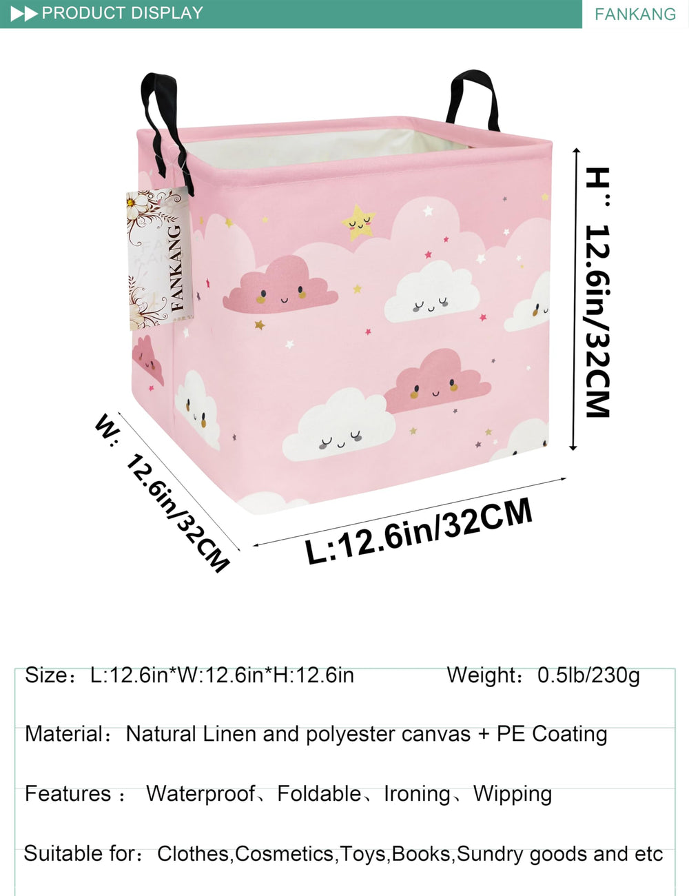 FANKANG canvas laundry basket folded flat for compact storage