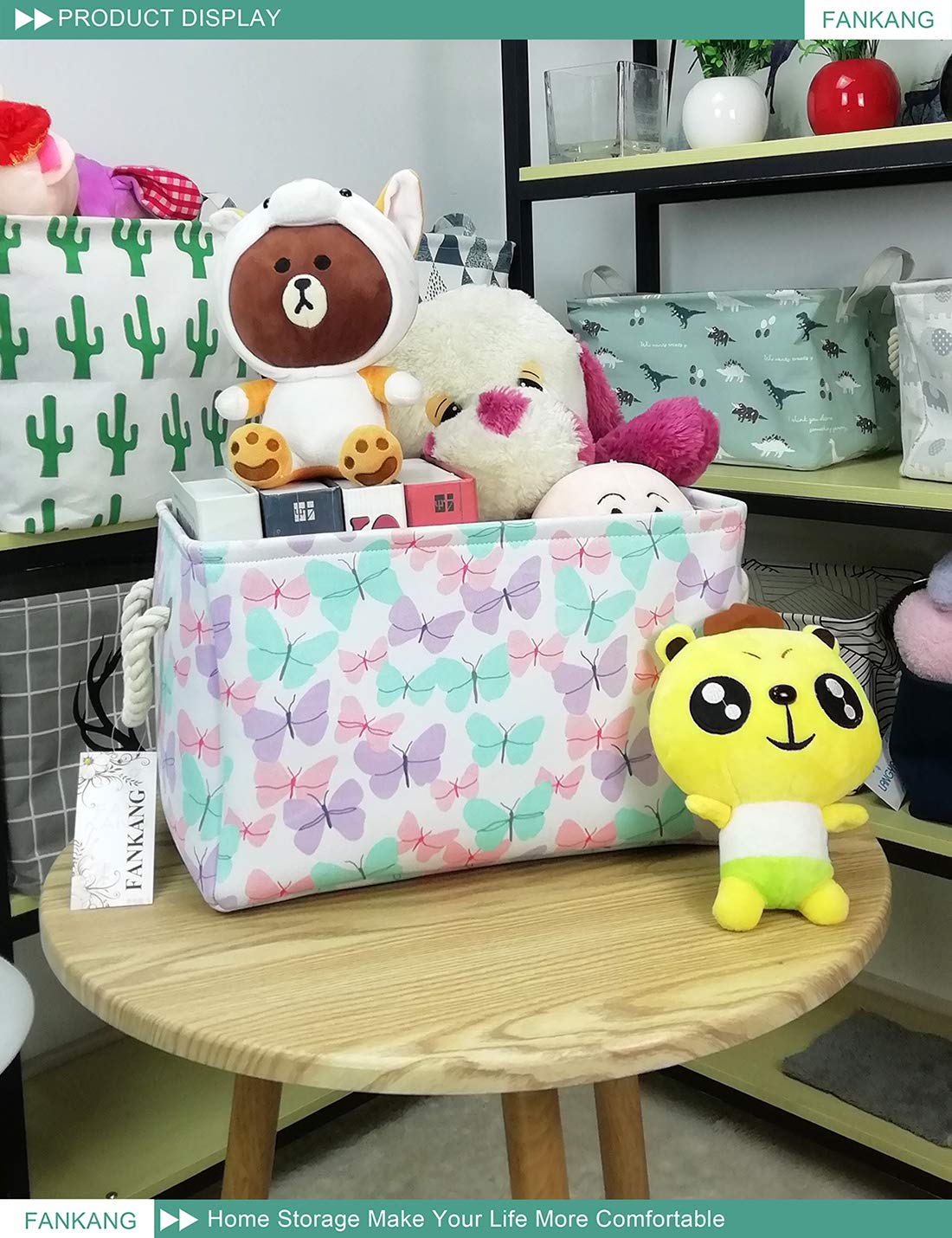FANKANG collapsible storage bin folded: space-saving design for seasonal storage.