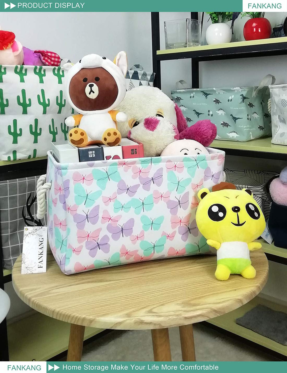 FANKANG collapsible storage bin folded: space-saving design for seasonal storage.