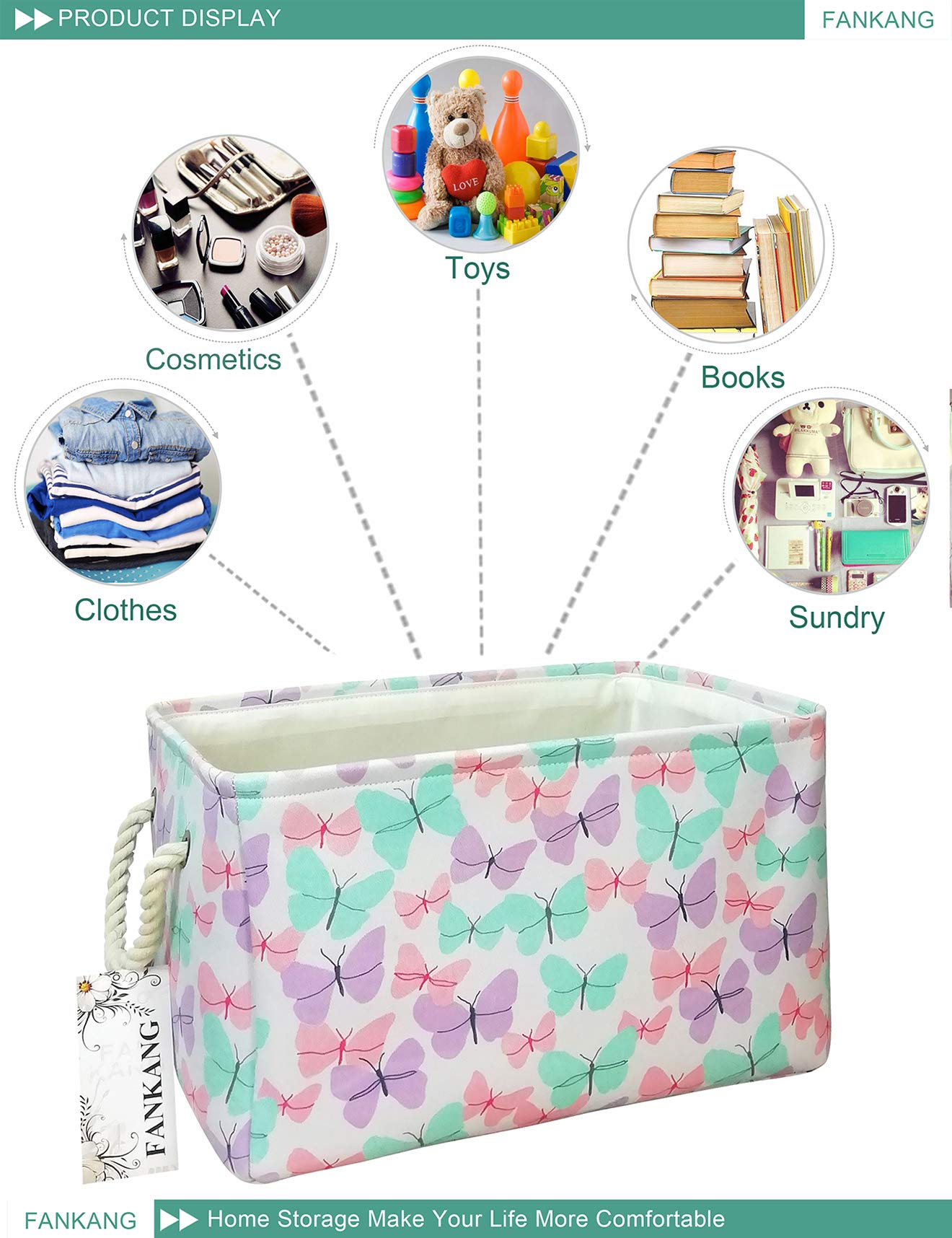 FANKANG fabric storage bin waterproof interior: moisture-resistant lining keeps contents dry.
