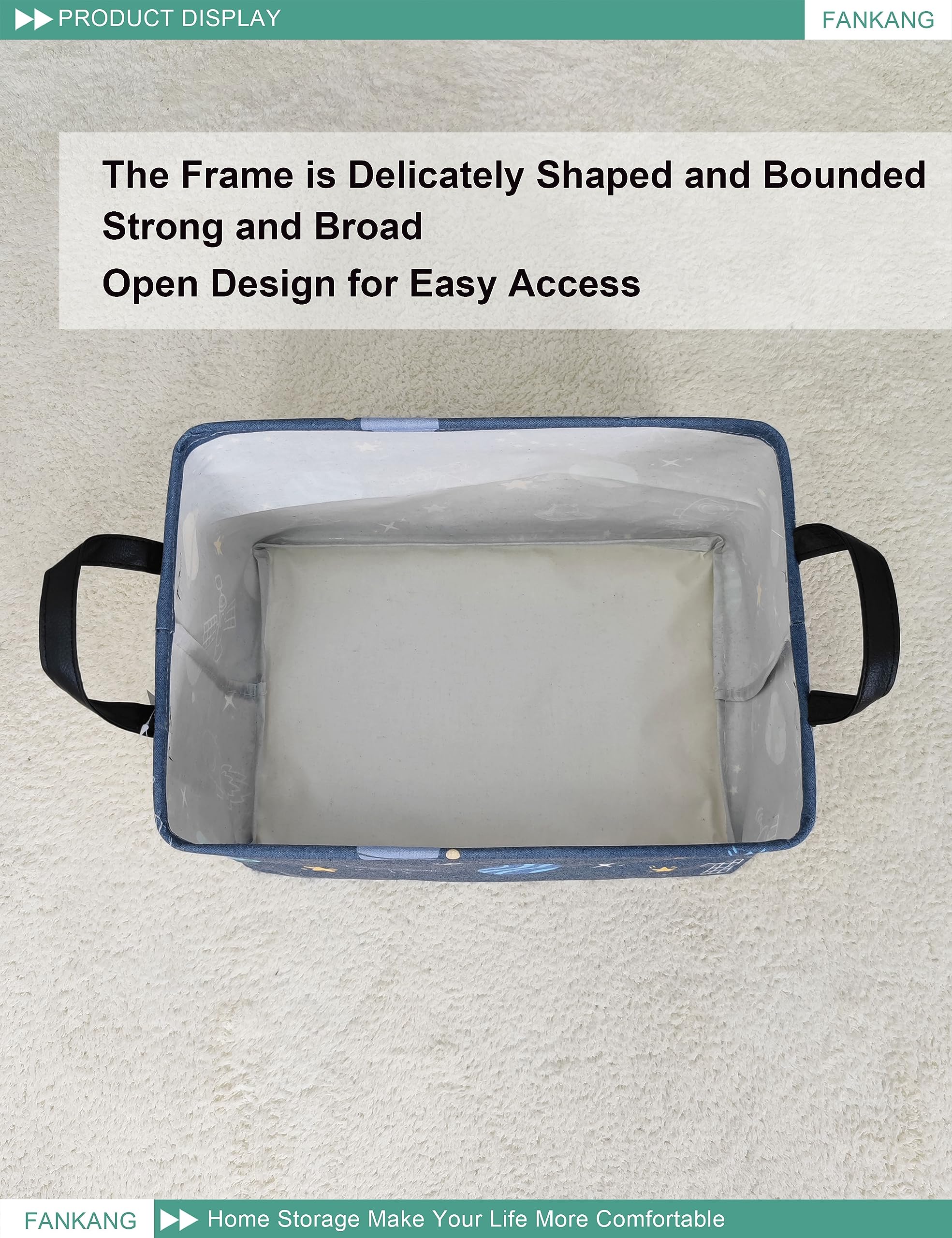 FANKANG large capacity basket in bedroom setup highlights tidy, clutter-free spaces.