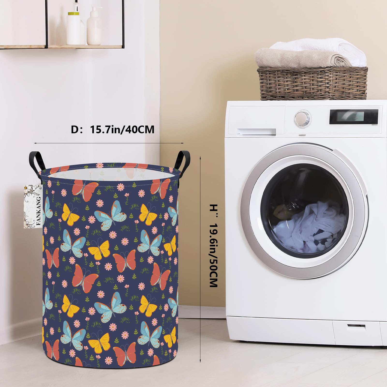 FANKANG nursery hamper side view with handles for easy toting and laundry