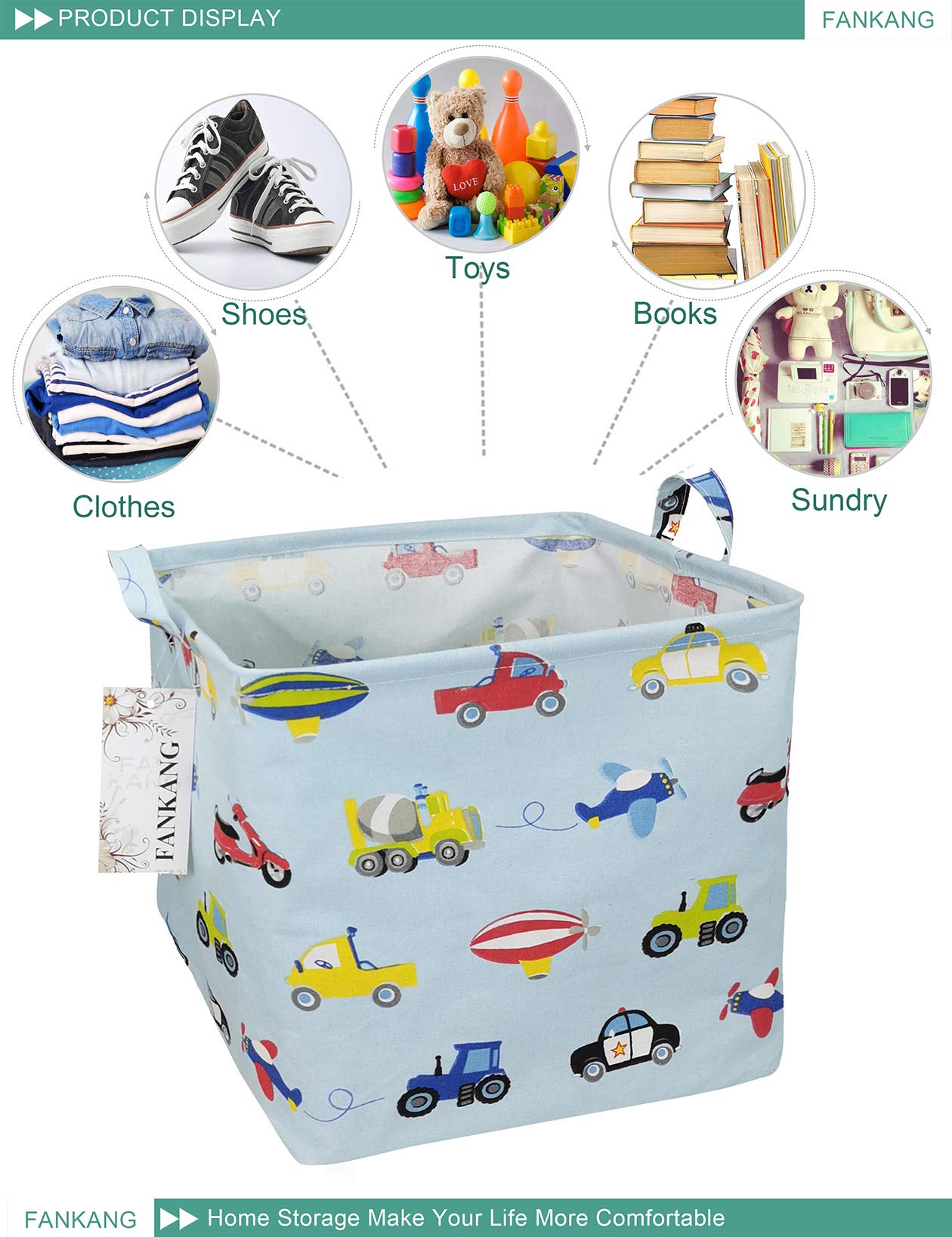 FANKANG square car hamper in kids room used as toy organizer and storage.