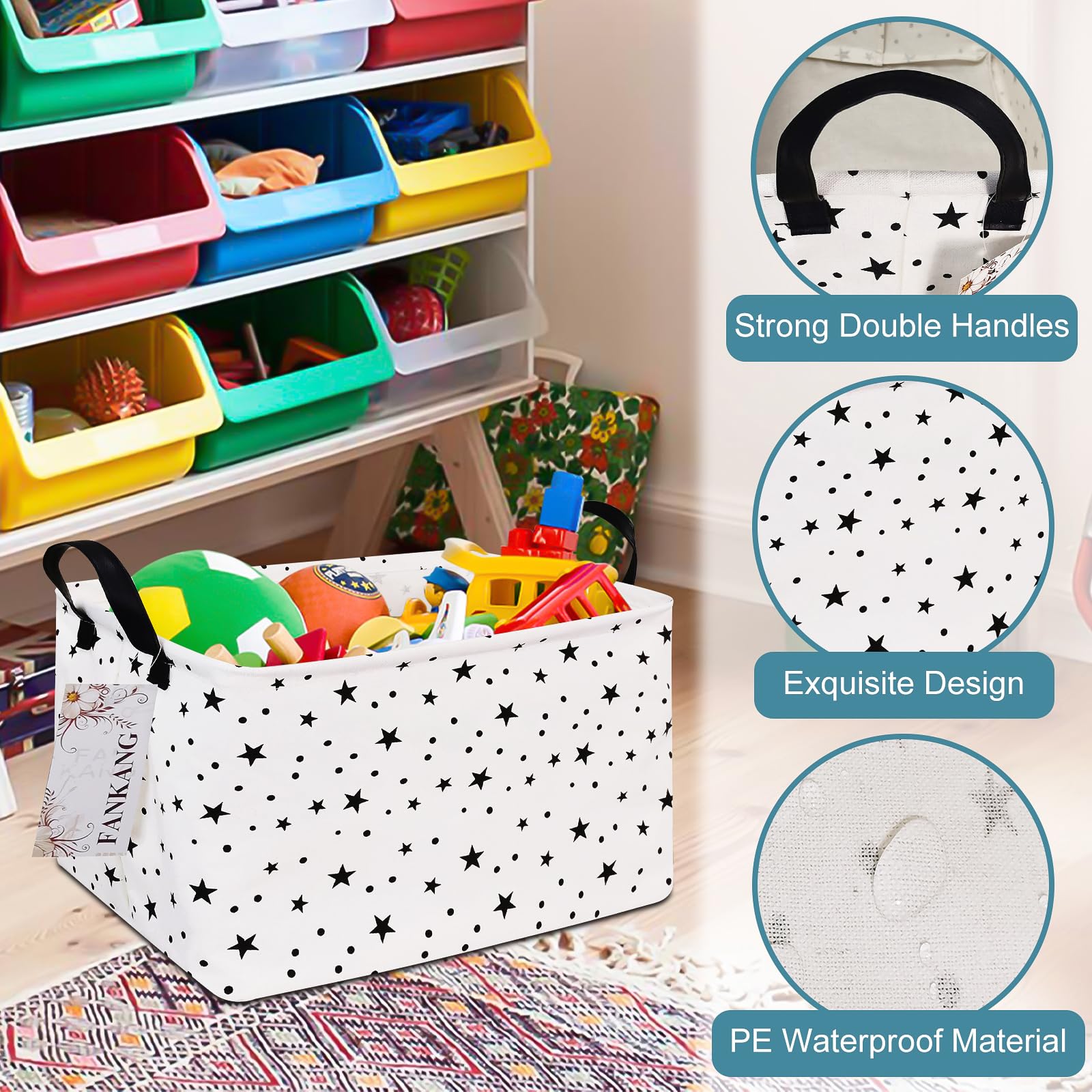 FANKANG storage basket ideal for towels and small items in bathroom.