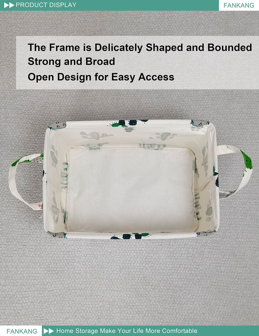 FANKANG storage basket canvas-detail highlights durable flax and polyester weave.
