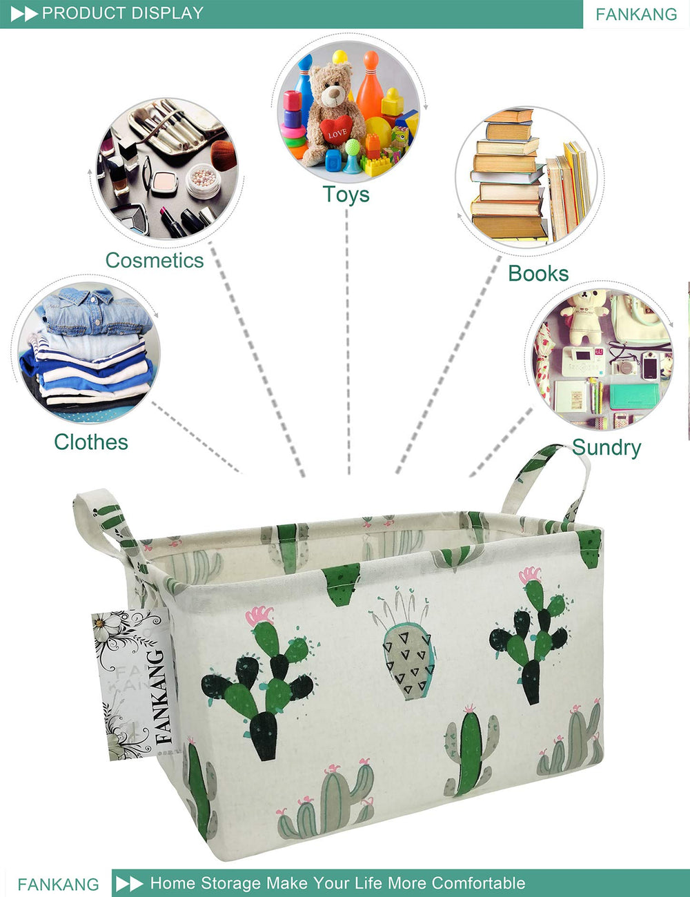 FANKANG storage basket laundry-bin ready for clothes and towels with easy access.