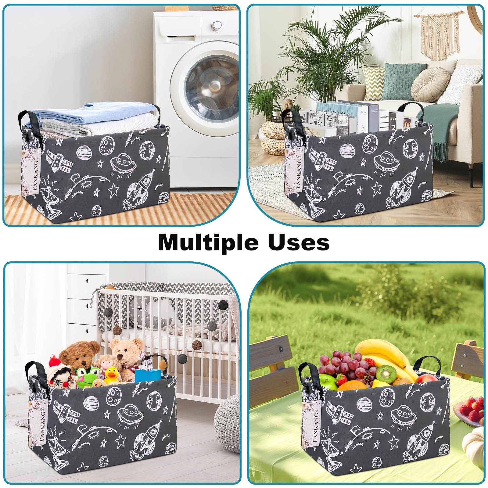 FANKANG storage basket multiuse for toys, clothes, and shopping.