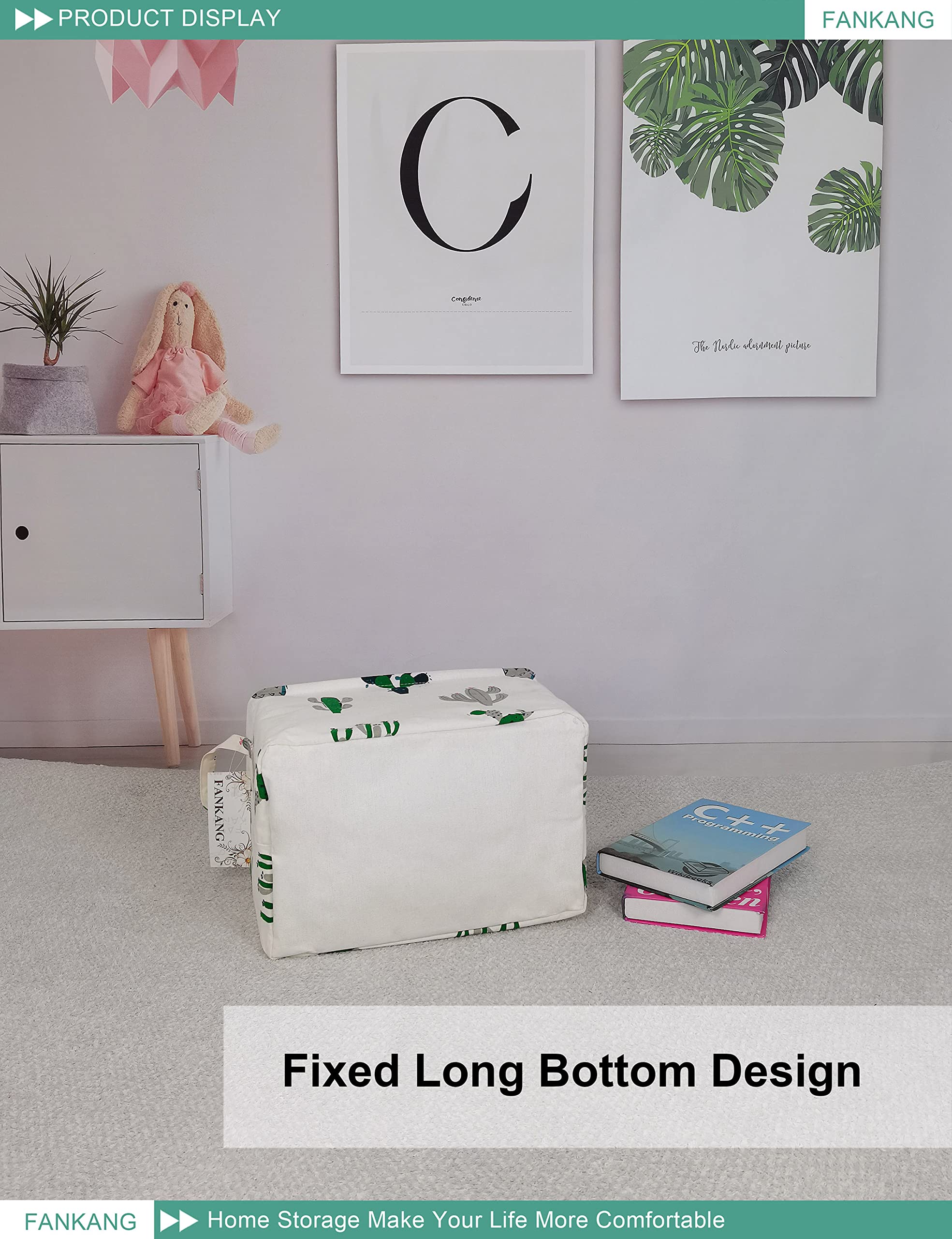 FANKANG storage basket nursery-rec-cactus features cute cactus design for kid's room.