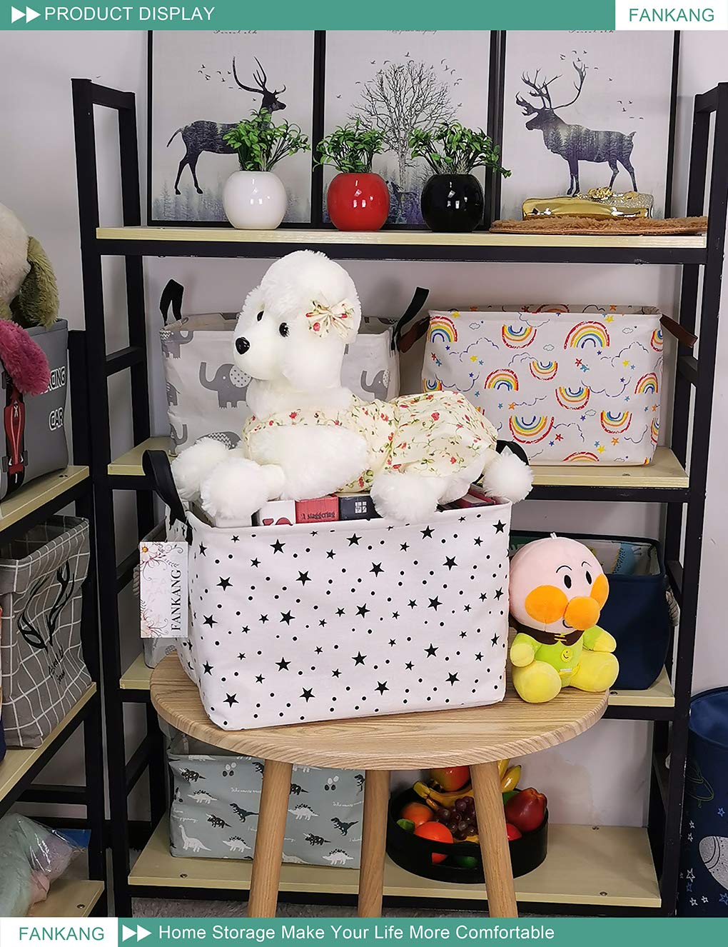 FANKANG storage basket holds toys and books in the playroom.