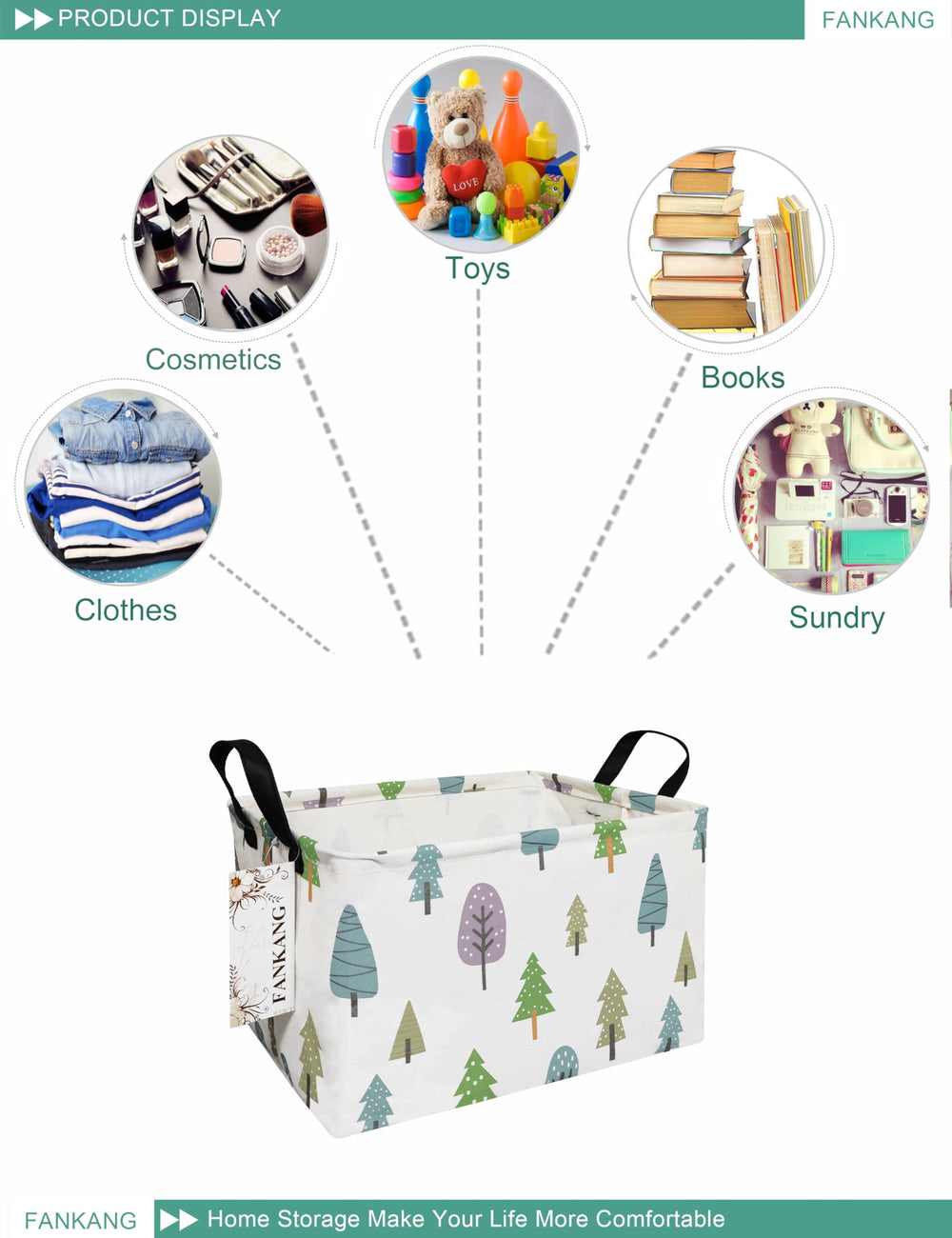 FANKANG bin's waterproof coating keeps contents dry during laundry and towel storage.