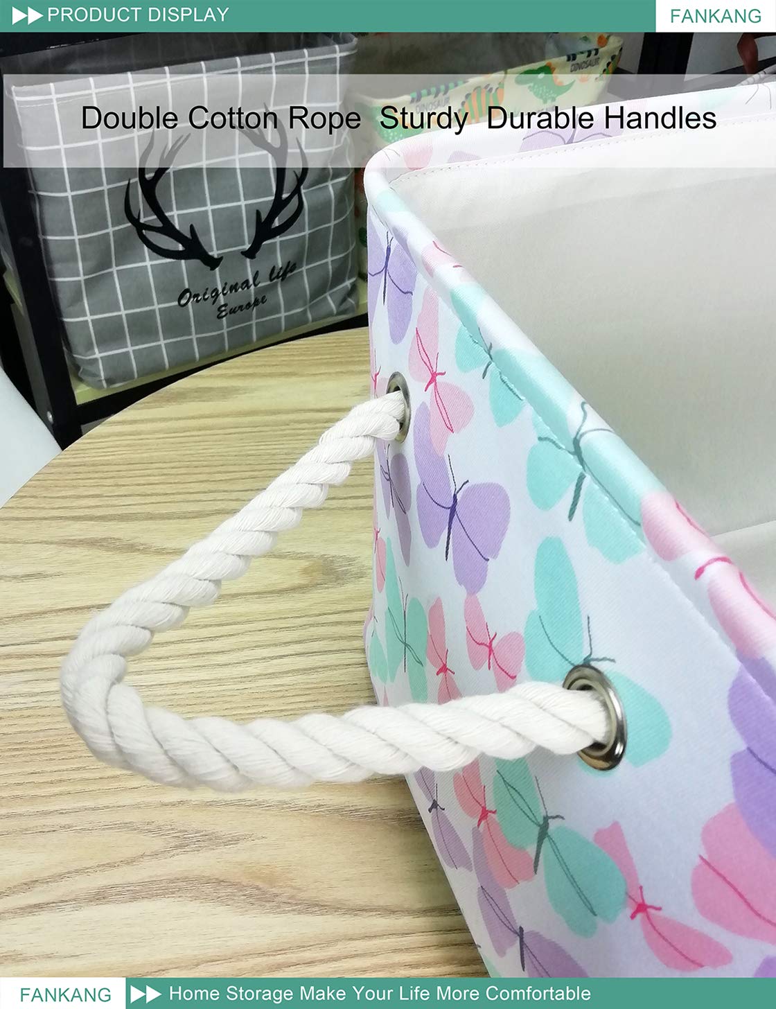 FANKANG storage bin with handles: portable solution for moving items around the home.