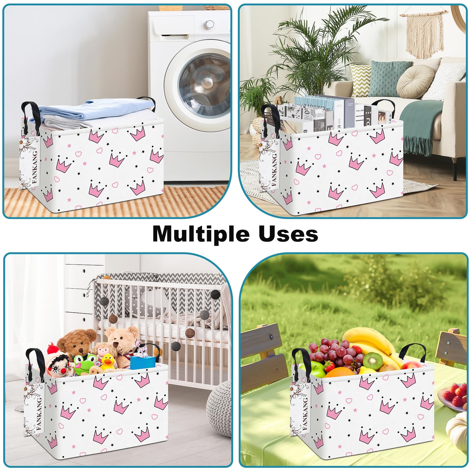 FANKANG storage bins with side handles simplifies toting between rooms