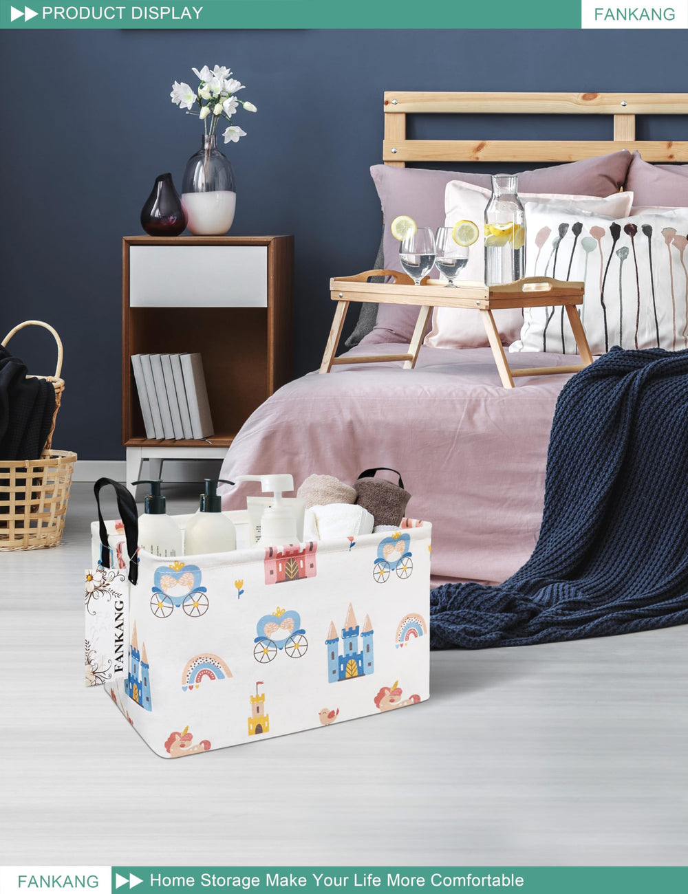 FANKANG storage bins side handles enable easy carrying between rooms.