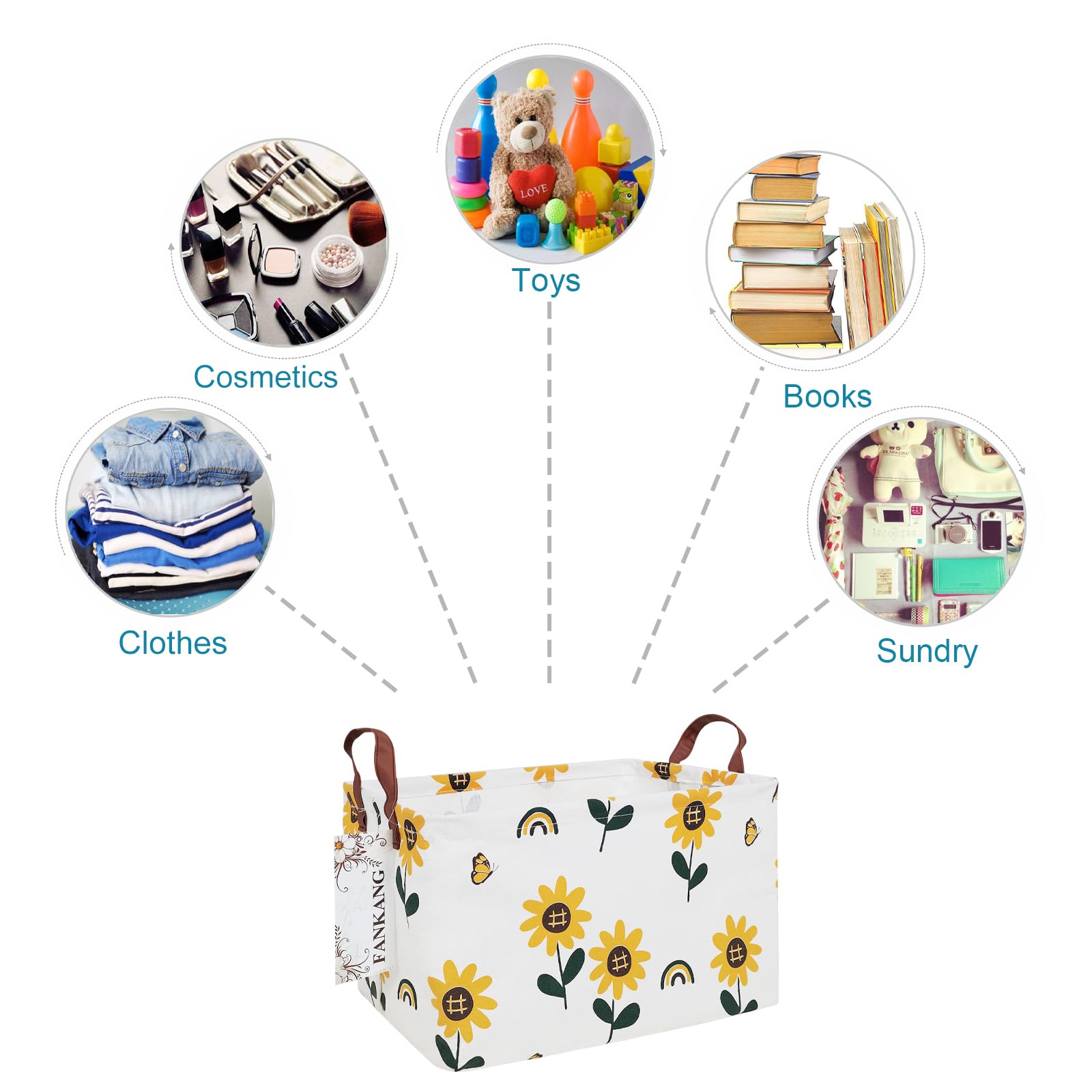 FANKANG sunflowers pattern large capacity supports toys and books.