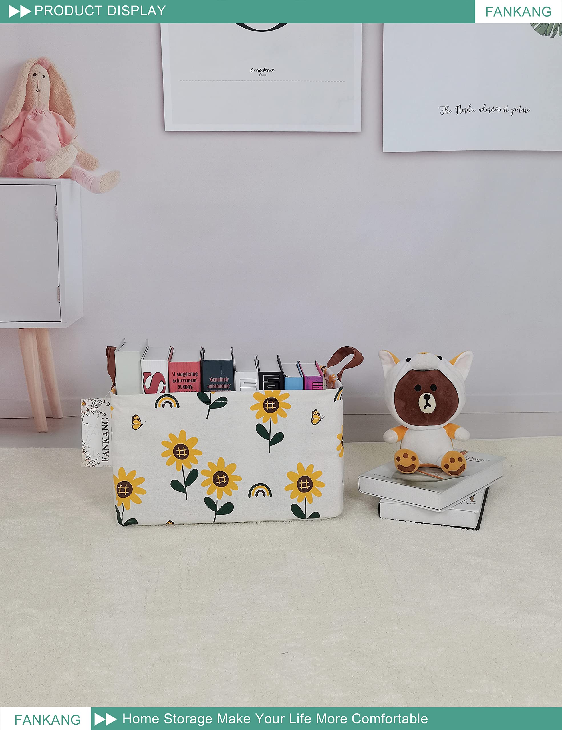 FANKANG sunflowers pattern used as laundry hamper with waterproof edge.