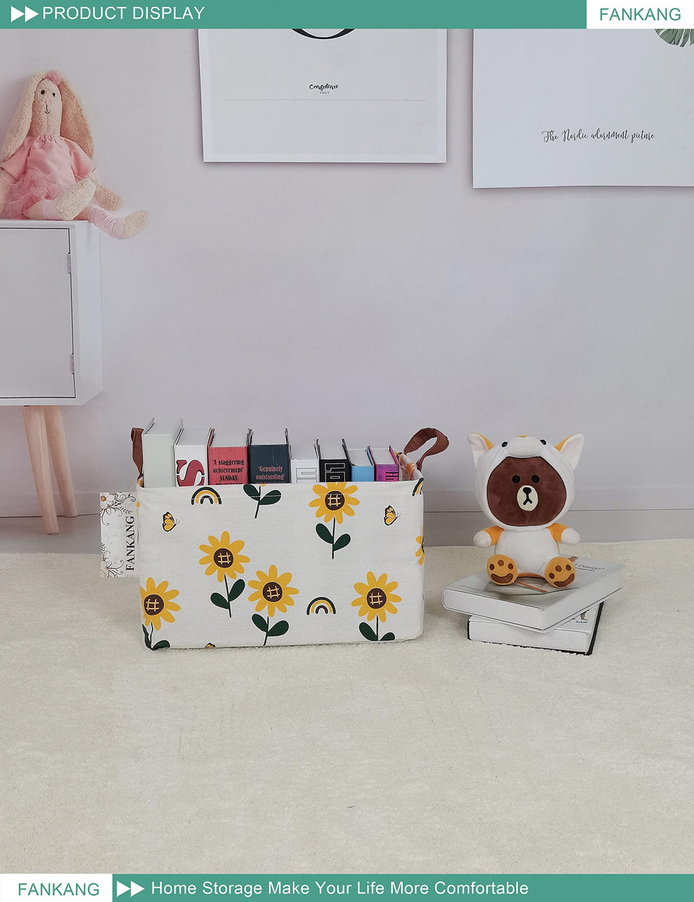 FANKANG sunflowers pattern used as laundry hamper with waterproof edge.