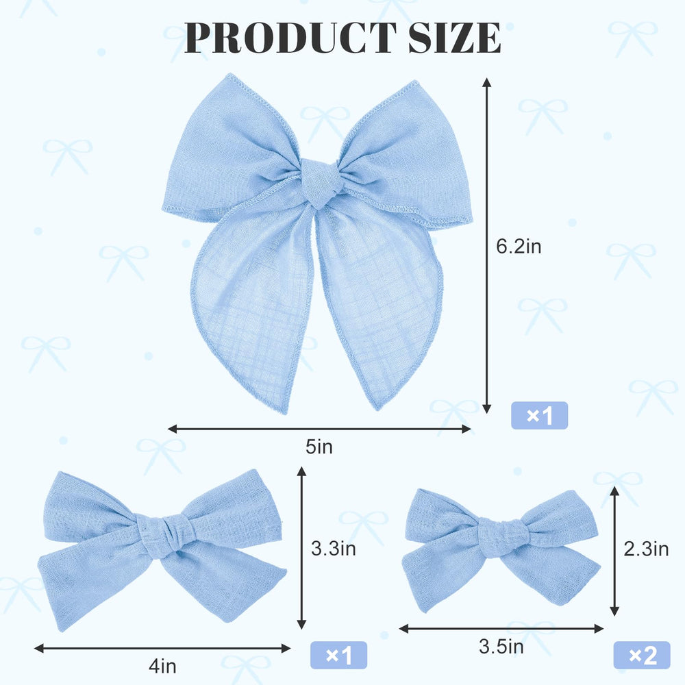 Fanmayhe blue hair bows, 3.5-inch, ideal for braids and ponytails.