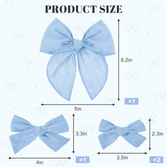 Fanmayhe blue hair bows, 3.5-inch, ideal for braids and ponytails.