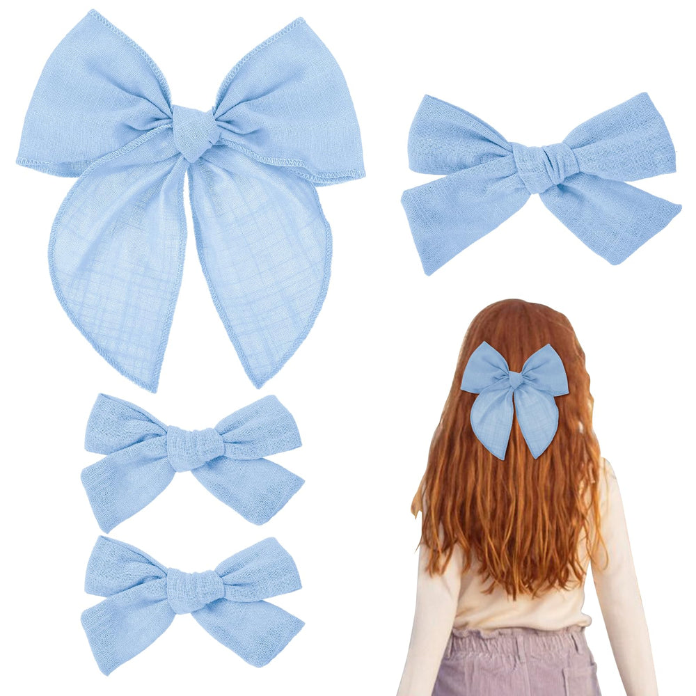 Fanmayhe blue hair bow, 5-inch, secure toddler hairstyle with vibrant color.